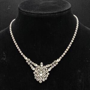 Garne Rhinestone Pendant Collar Necklace Vintage Glam Costume Jewelry